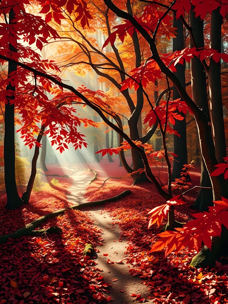 Forest Path Red Nature