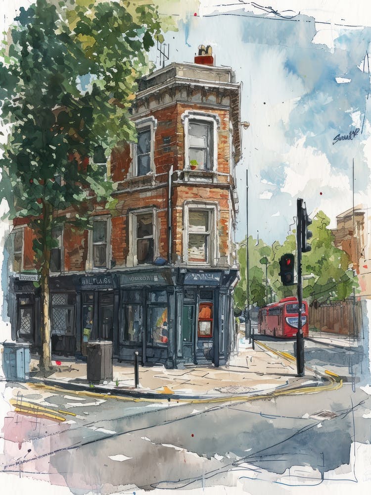 Hackney London Borough   Street Watercolour 3