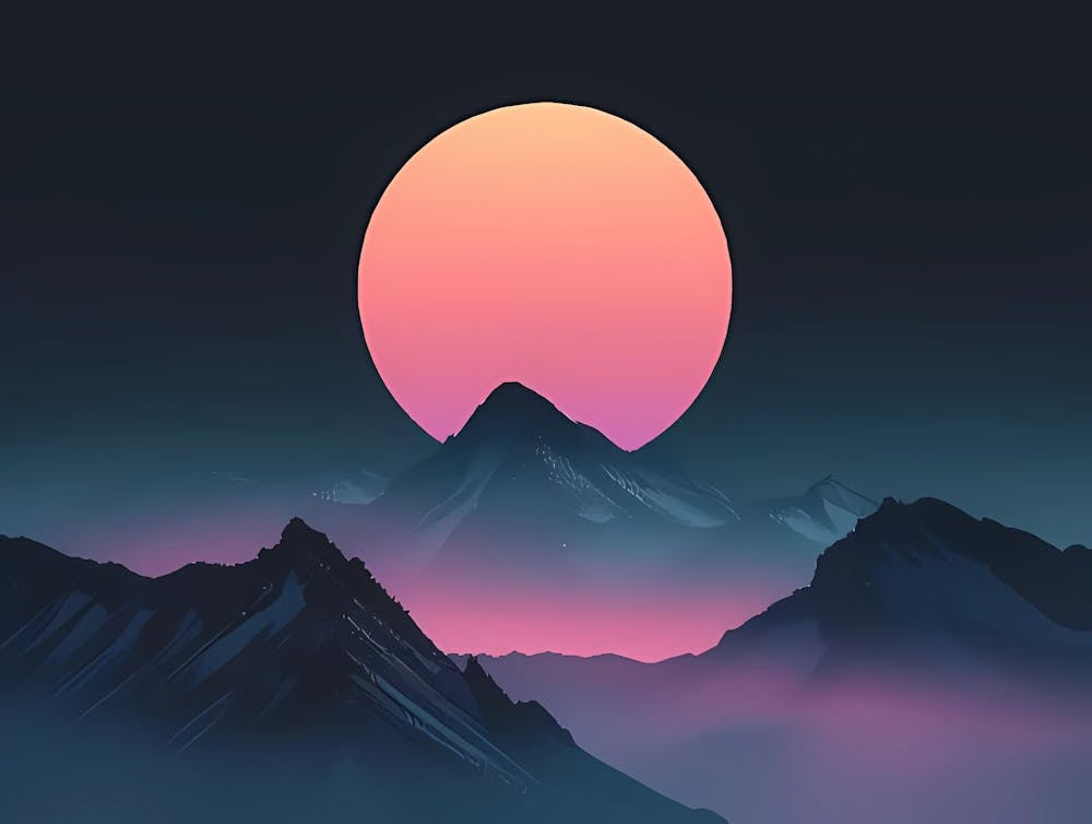 Sunset Over Mountains