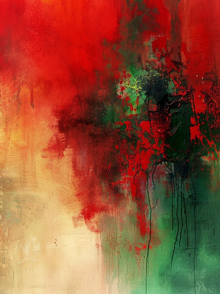 Abstract Painting, Oil On Canvas, Red Color 1