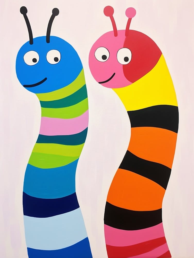 Colourful Kids Animal Art Worm