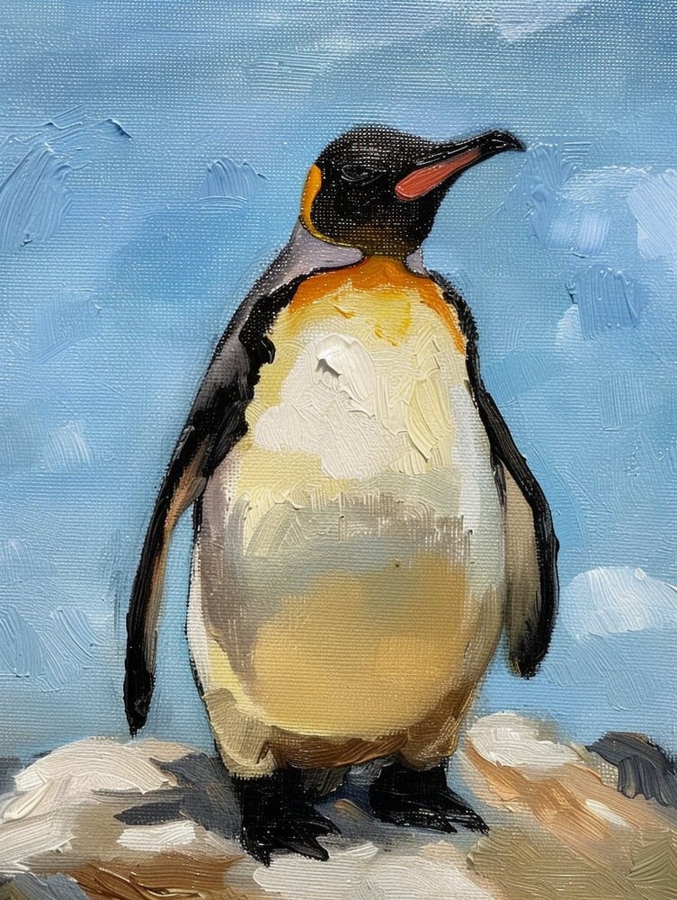 Adlie Penguin Grytviken Oil Painting 1
