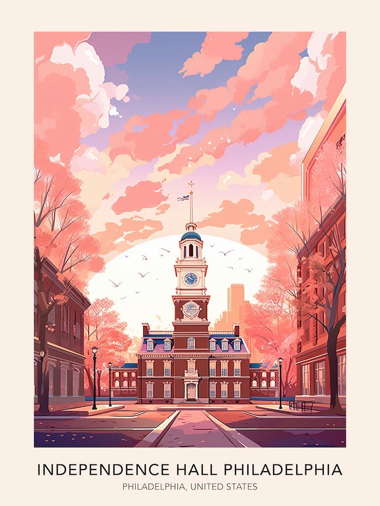 Independence Hall Philadelphia United States Travel Poster