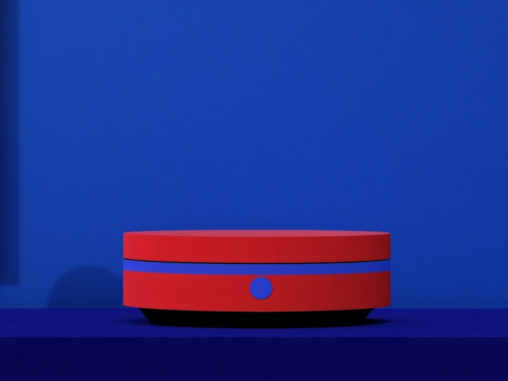 Red Object On A Blue Background