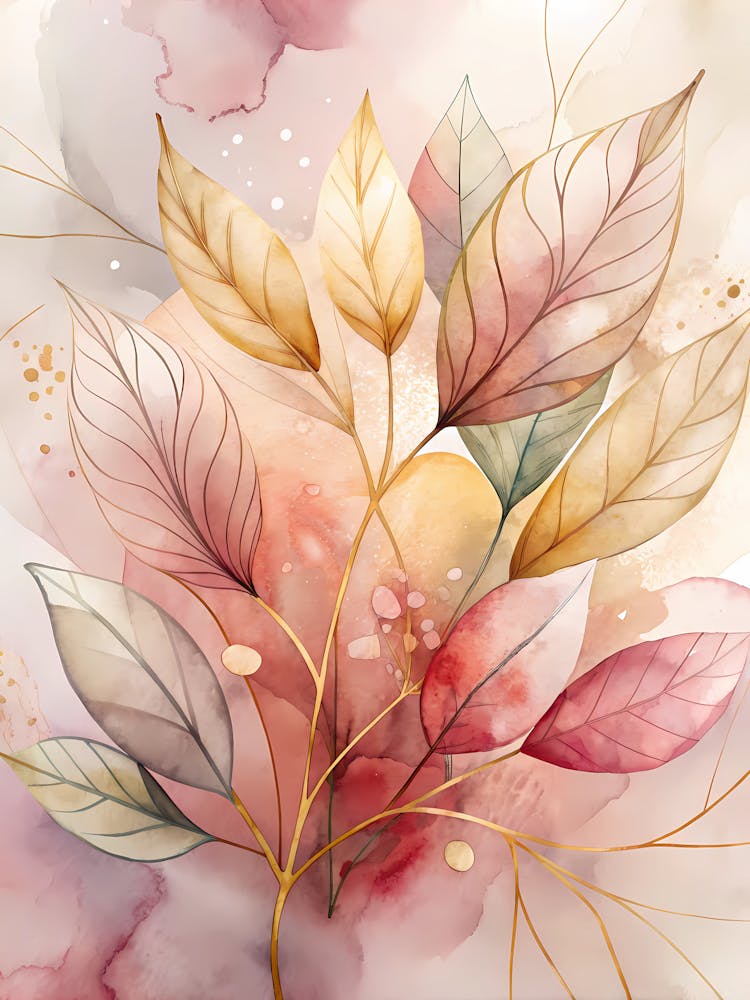 Watercolor Leaves 2