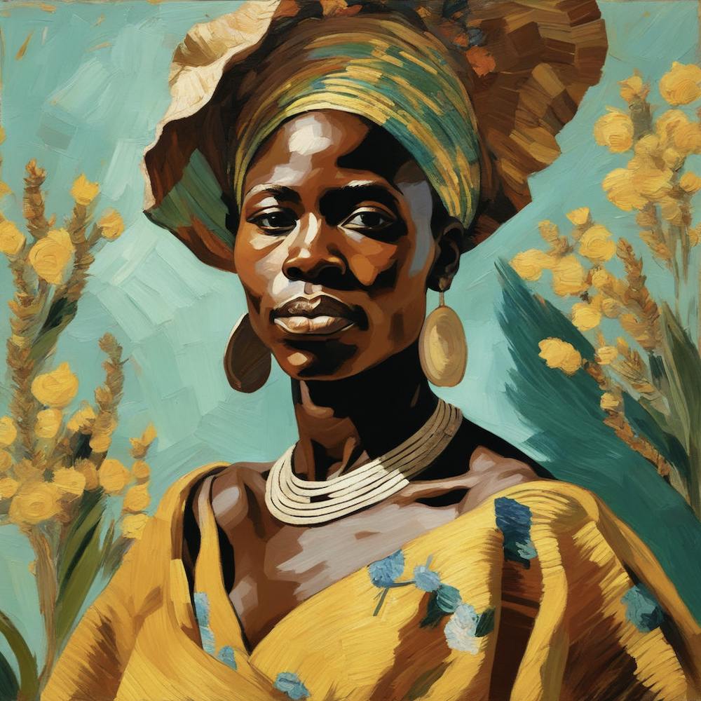 African Woman in Van Gogh style