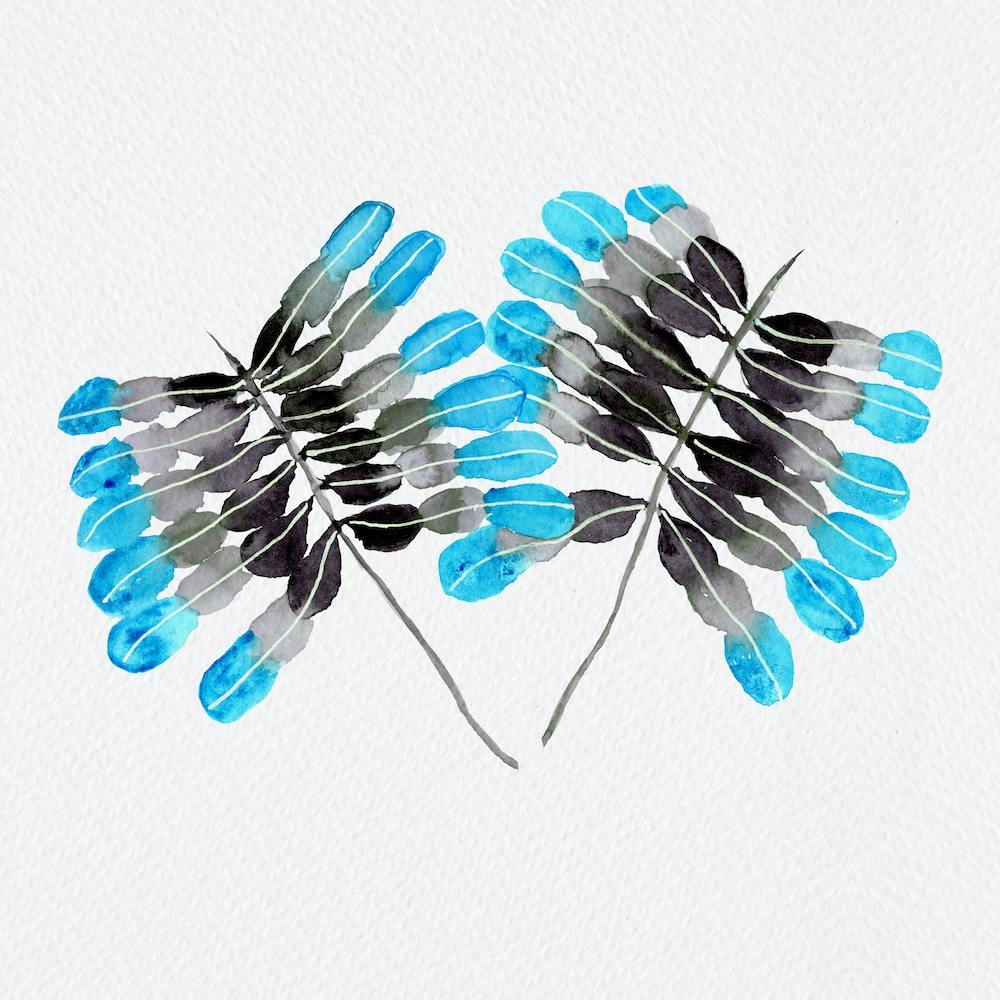 Palm Leaf Tropical Blue Gray Botanical Copy