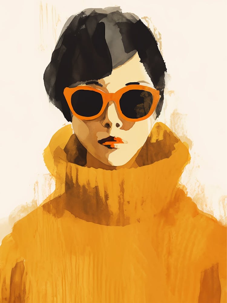 Portrait d'une Femme Portant des Lunettes de Soleil