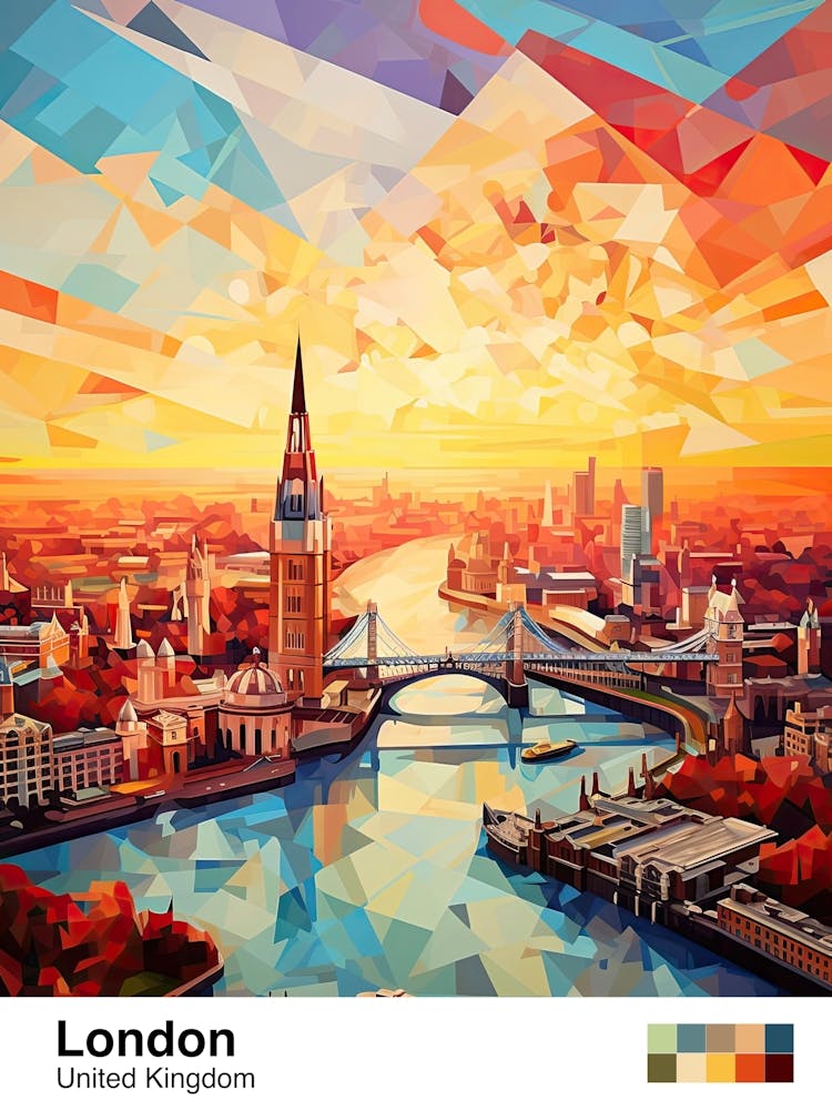 London, United Kingdom, Geometric Illustration 3 Poster