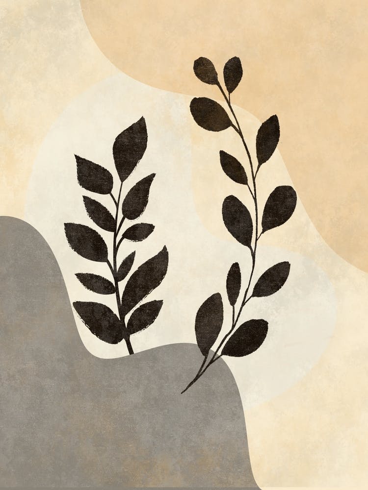 Leaves On A Beige Background
