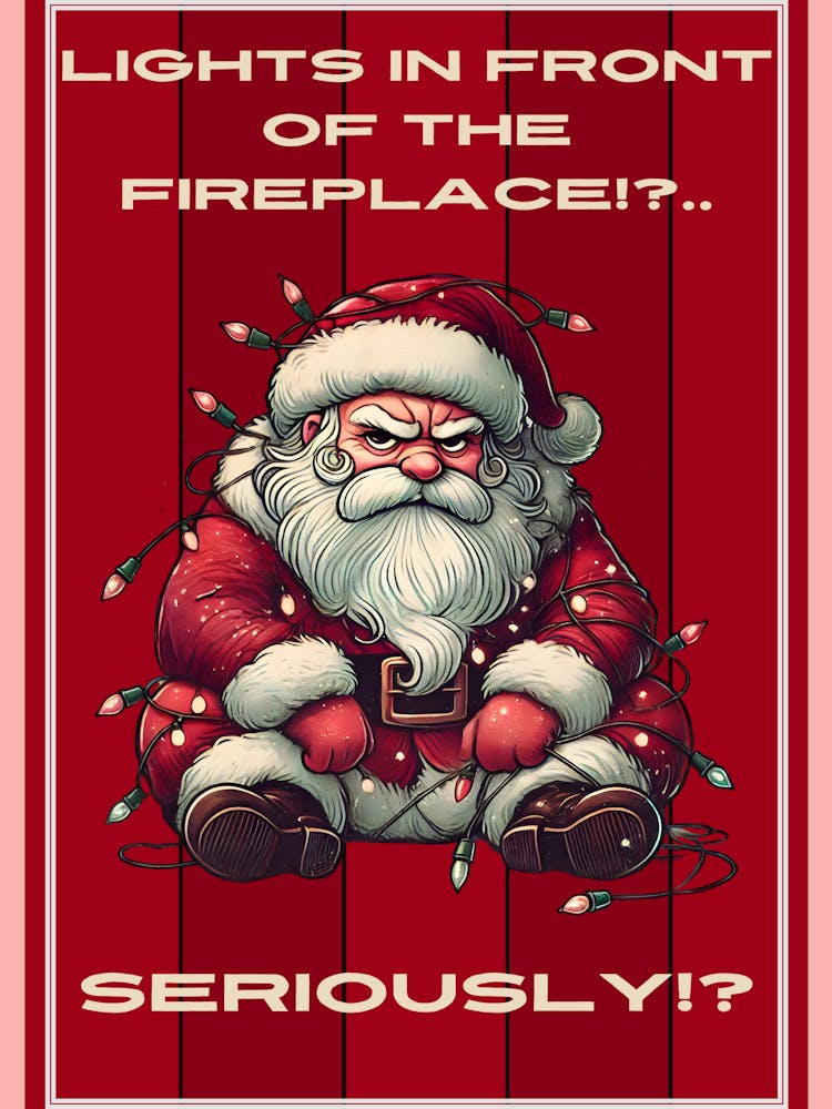 Grumpy Santa Red Sign