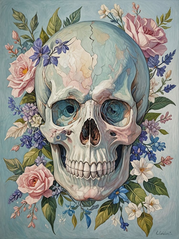 Skull With Flowers no1