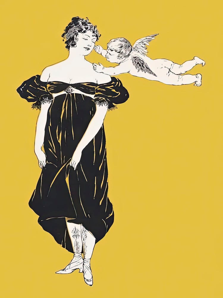 Vintage Flapper Woman With Cupid, Edward Penfield