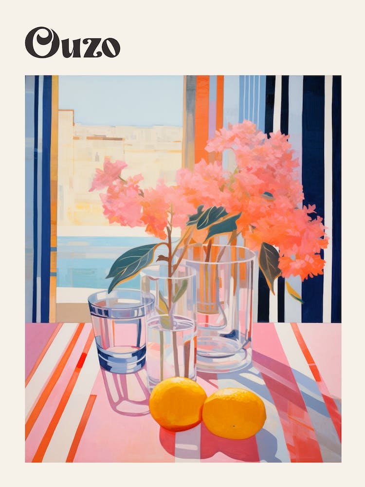 Ouzo Retro Cocktail Poster