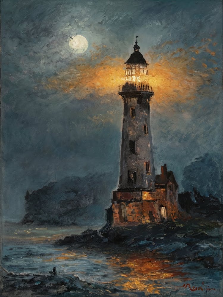 Lighthouse At Night 1