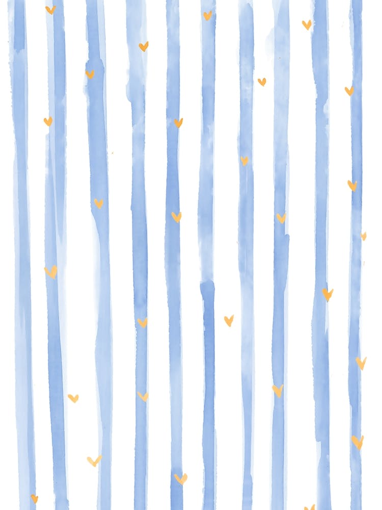 Blue Stripes And Hearts
