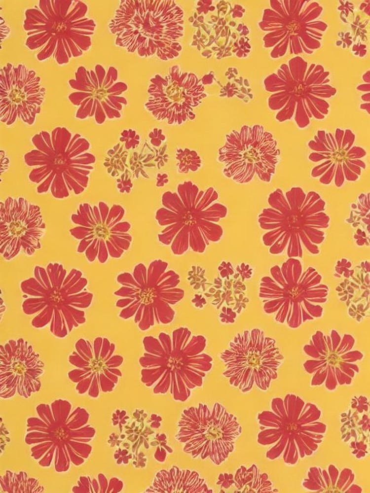 Marigold Floral Print Retro Pattern2 Flower