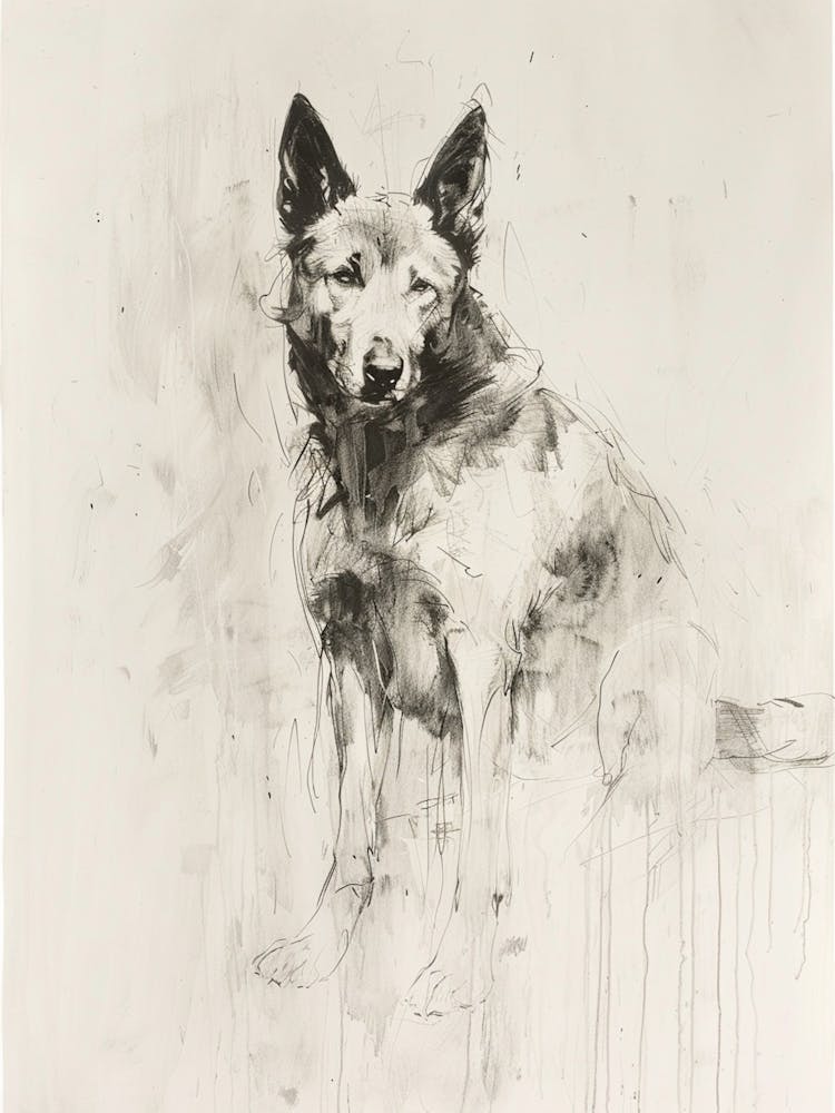 Canaan Dog Charcoal Line 2