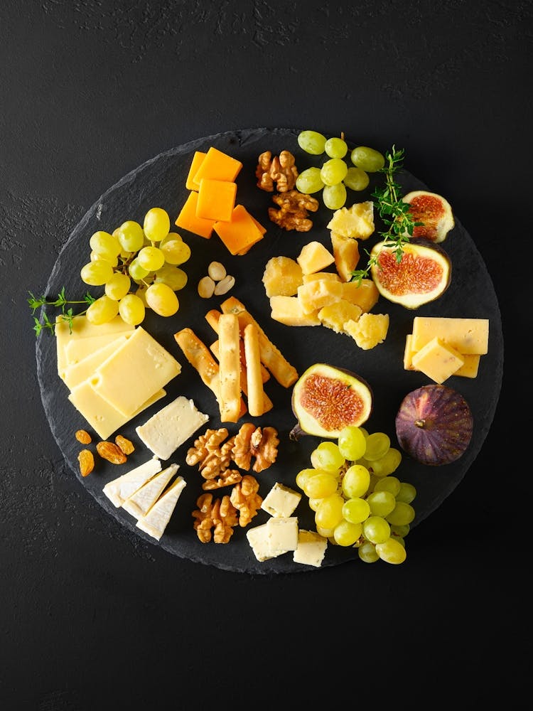 Cheese platter — Food kitchen poster/blackboard, photo art