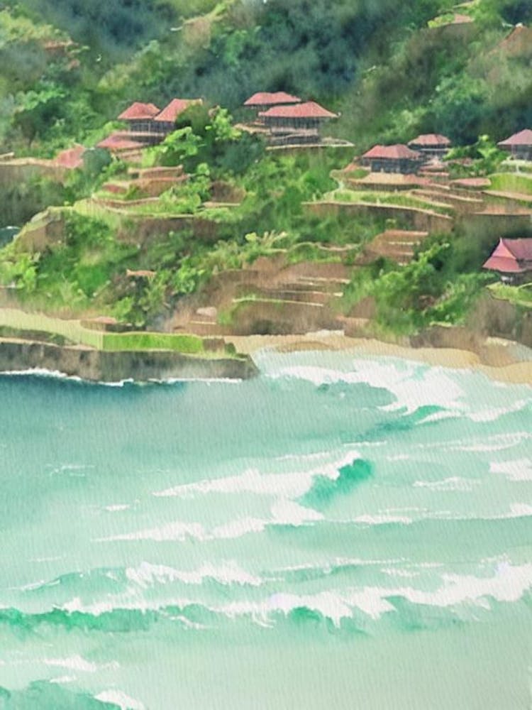 Uluwatu Indonesia Watercolour Tropical Destination