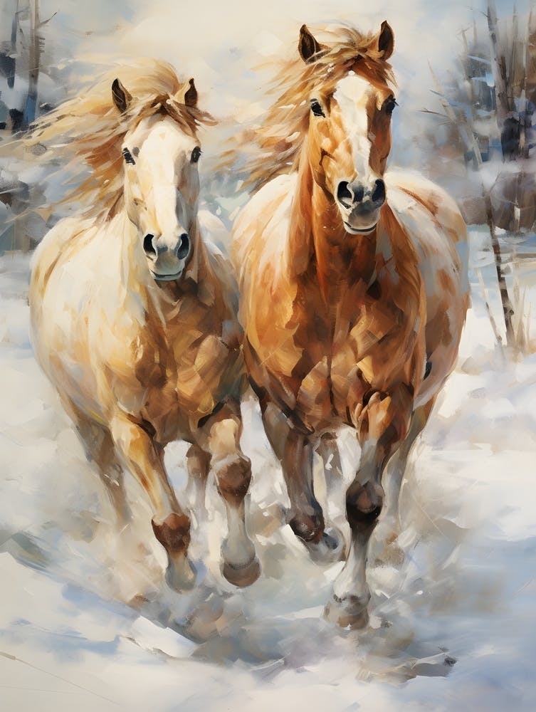 Horses Running In The Snow 2