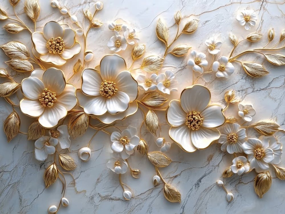Gold And White Flowers 16