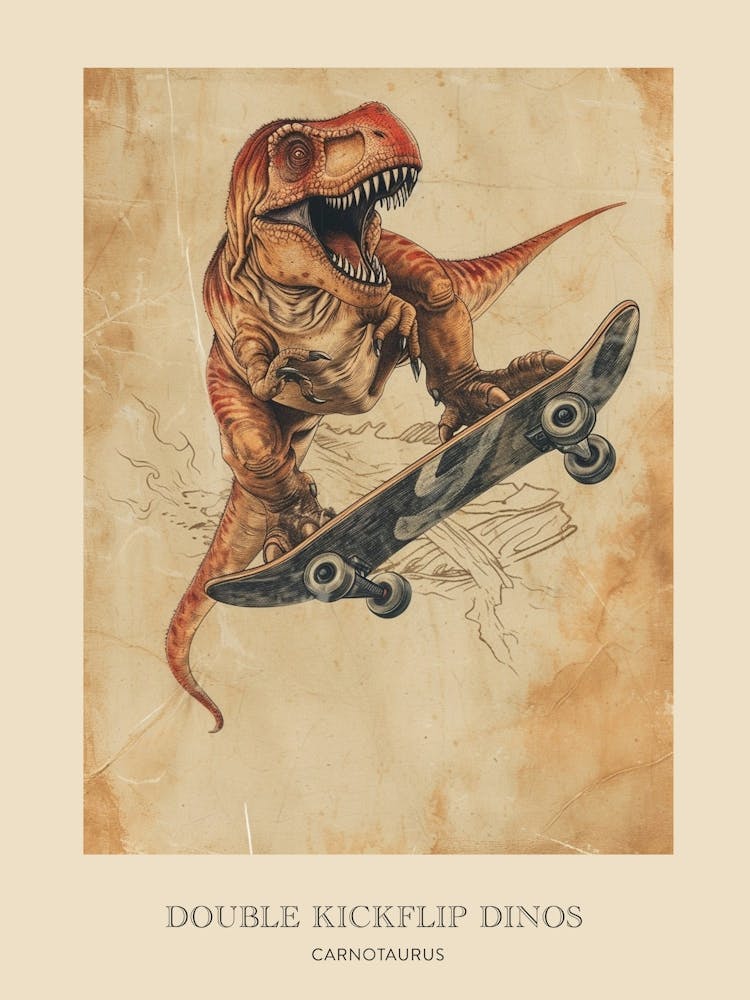 Carnotaurus Vintage Dinosaur Poster 1