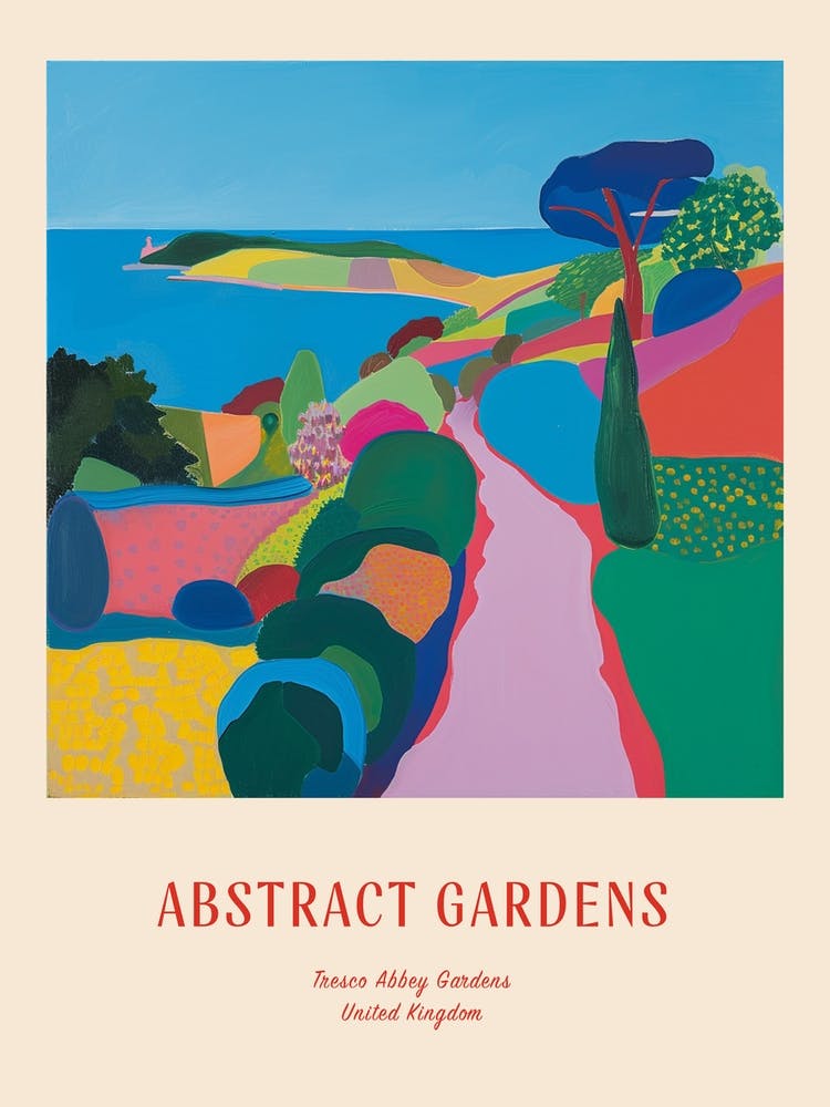 Colourful Gardens Tresco Abbey Gardens United Kingdom 4 Red Poster