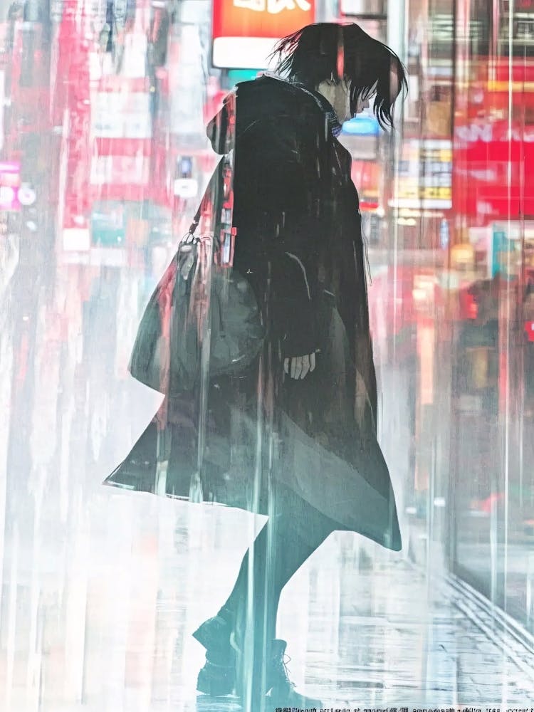 Girl Walking In The Rain