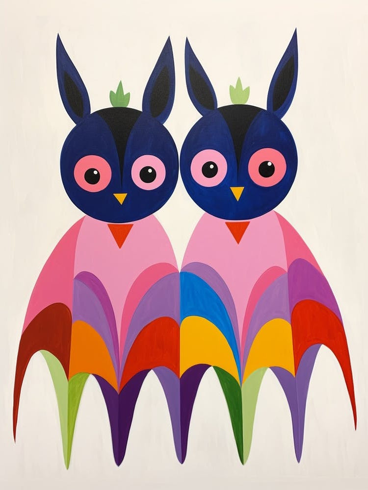 Colourful Kids Animal Art Bat 2
