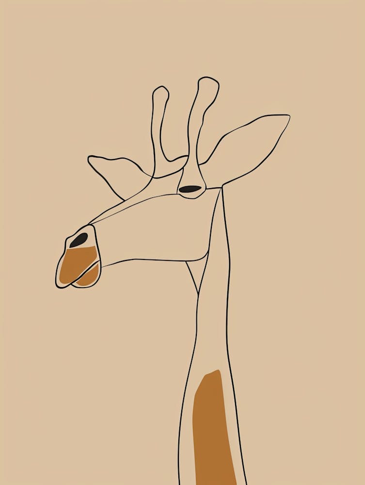 Giraffe - Boho, Line Art 22