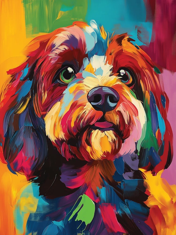 Cockapoo Colourful Portrait
