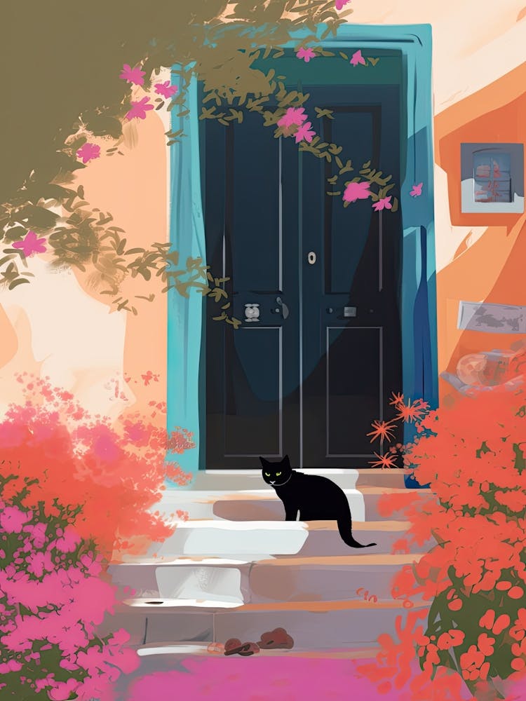 Black Cat Mediterranean Door