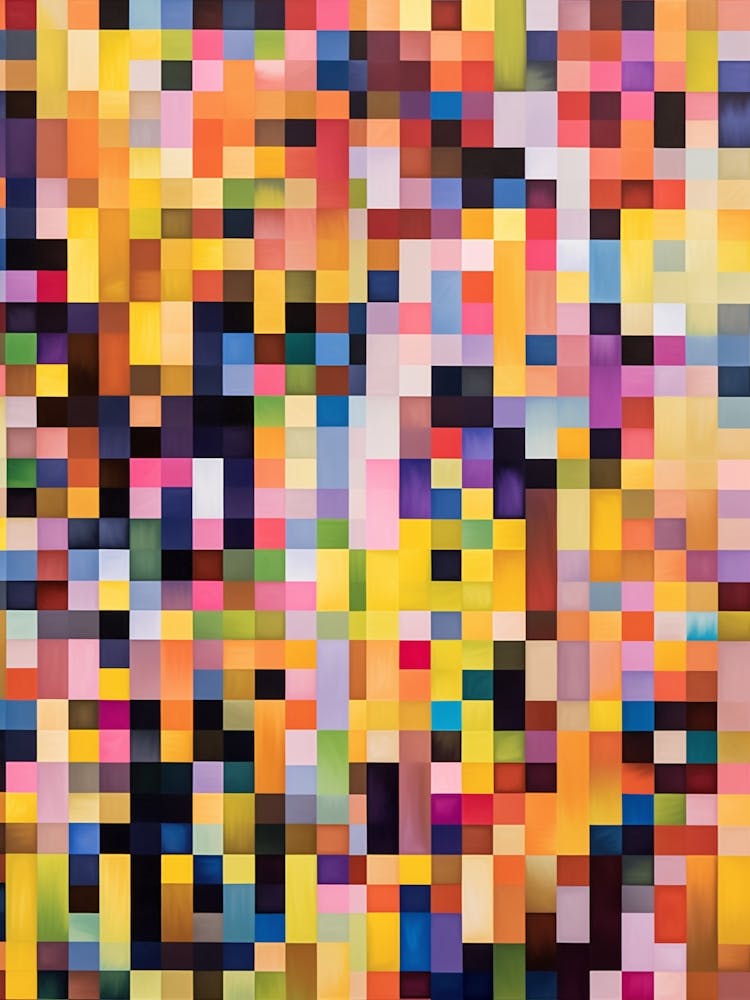 Pixelbild bunte Vierecke, Inspiration Gerhard Richter 1024 Farben, bunte quadrate Mosaik kunst