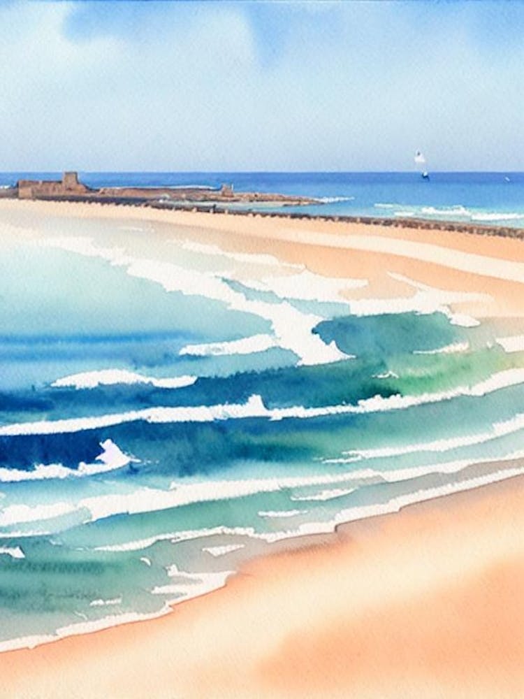 Praia Da Rocha, Algarve 2, Portugal Watercolour