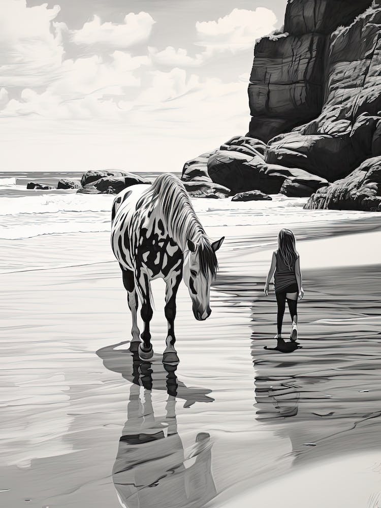 A Horse Oil Painting In Bondi Beach, Australia, Portrait 1