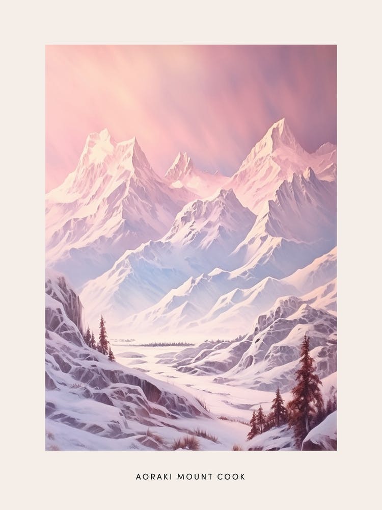 Dreamy Winter National Park Poster  Aoraki Mount Cook National Park New Zealand 4