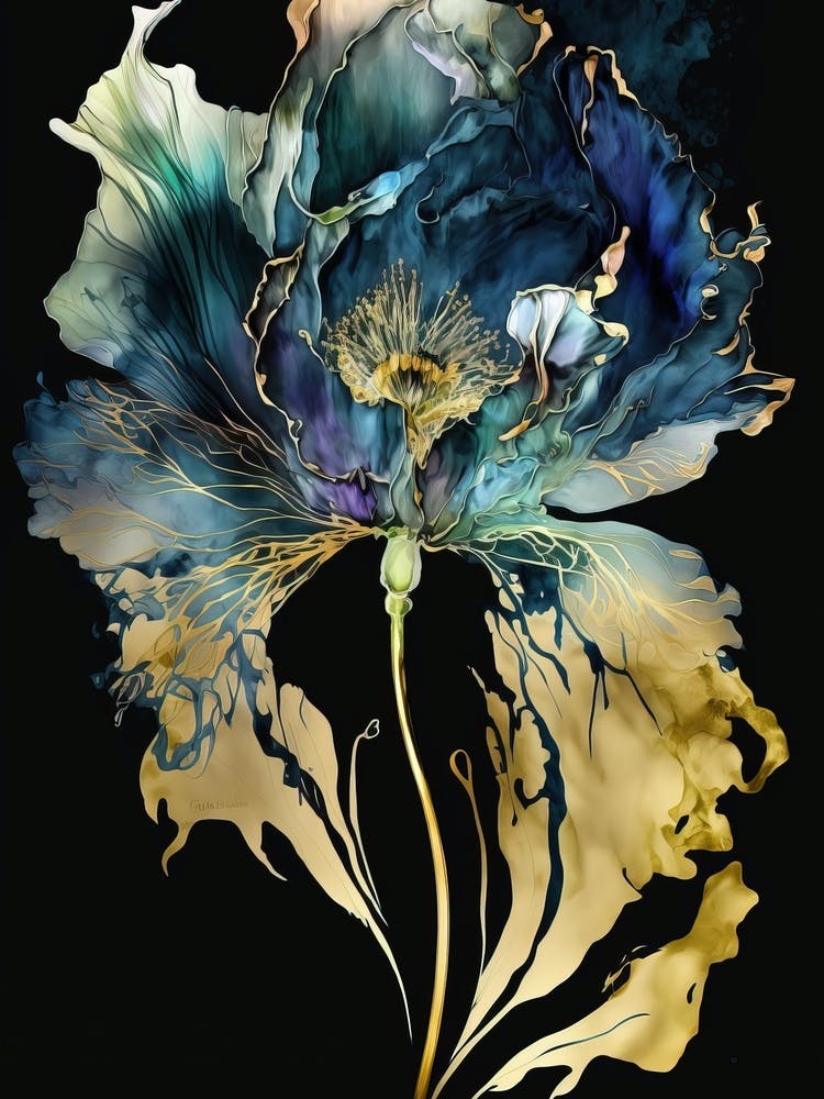 Luxurious White Blue Gold Floral 8