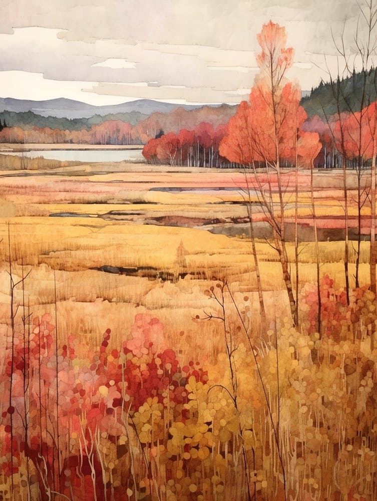 Autumn National Park Painting Ecrins National Park France 1