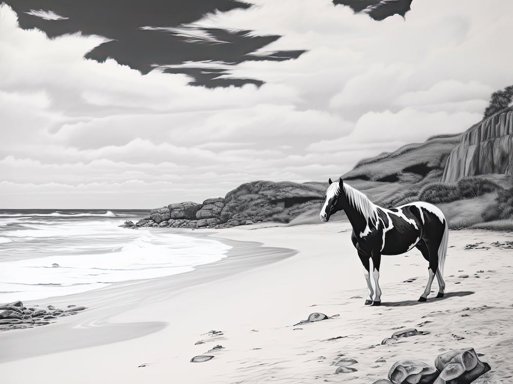 A Horse Oil Painting In Anakena Beach, Easter Island, Landscape 2