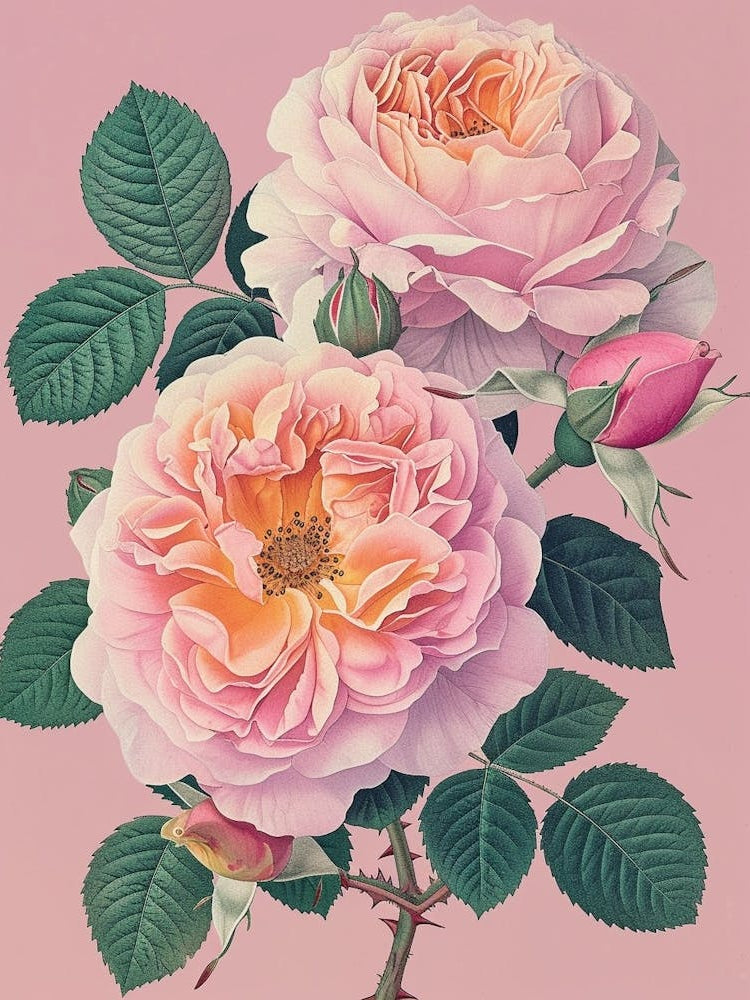 English Roses Painting Rose In A Keyhole 1