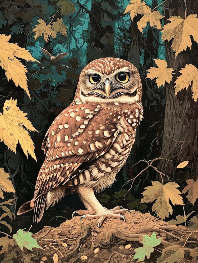 Burrowing Owl Relief Illustration 2