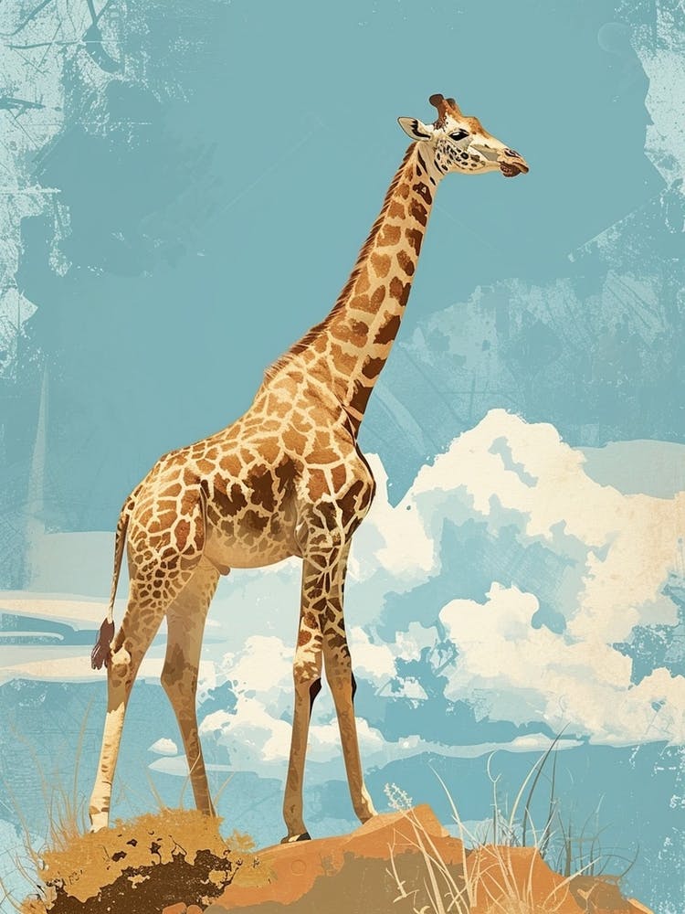 Giraffe In Nature Modern Illustration 4
