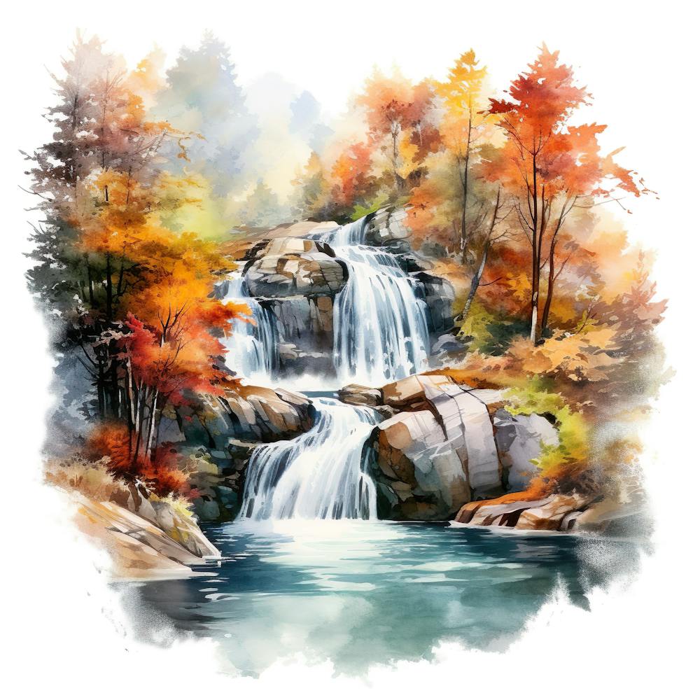 Waterfall Watercolor Painting 5