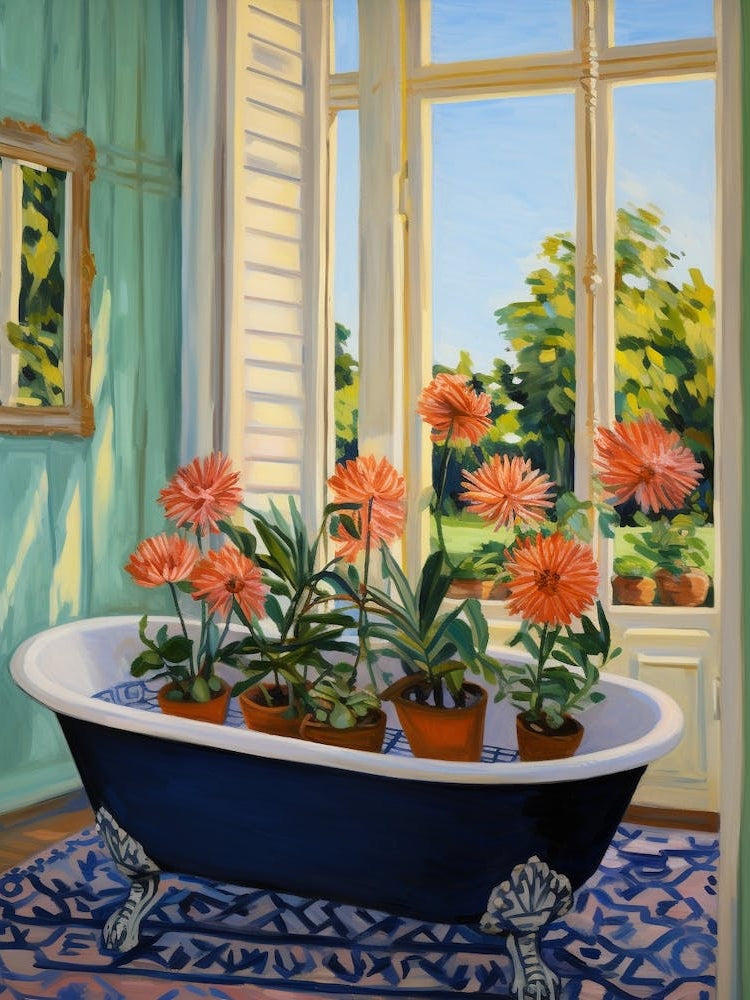 A Bathtube Full Of Chrysanthemum In A Bathroom 4