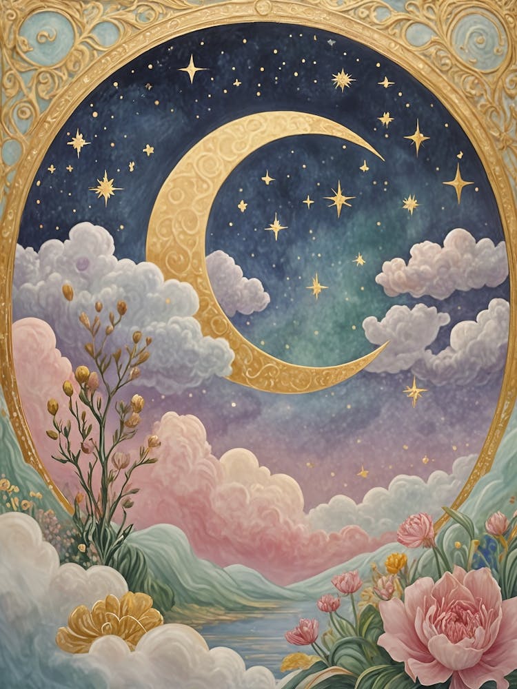 Moon, Stars And Flowers