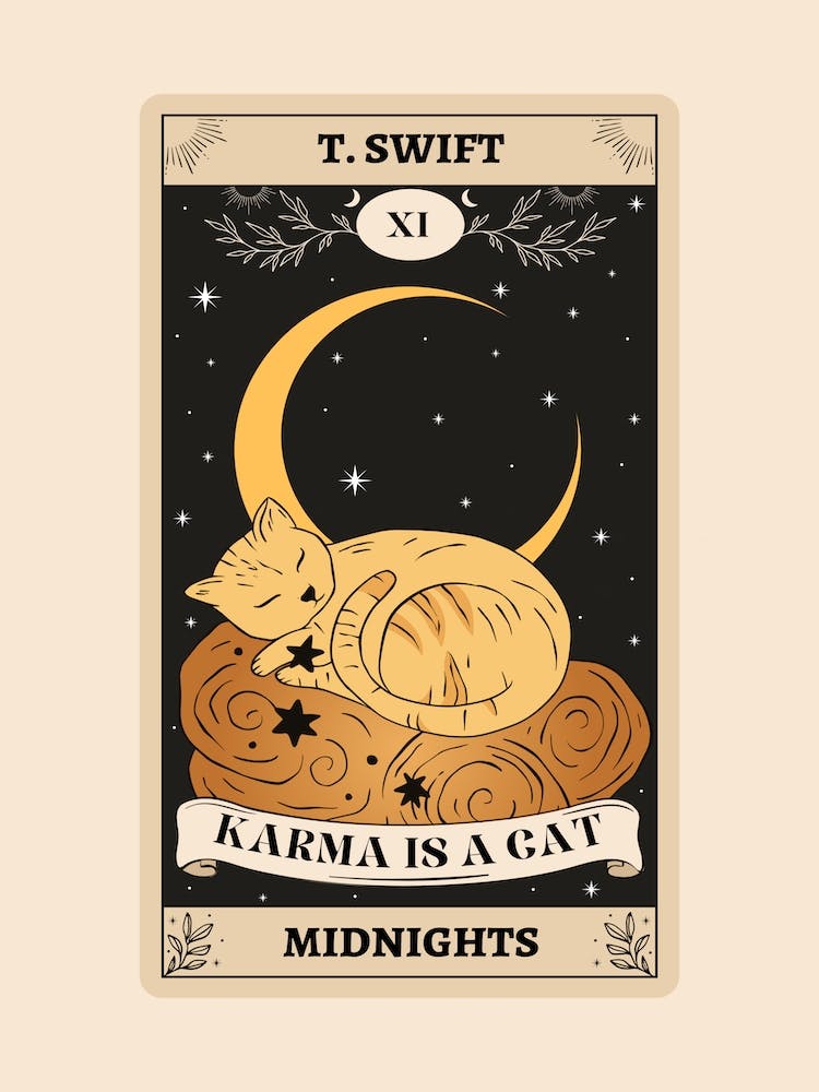 Taylor Swift Karma Is A Cat Tarot Card