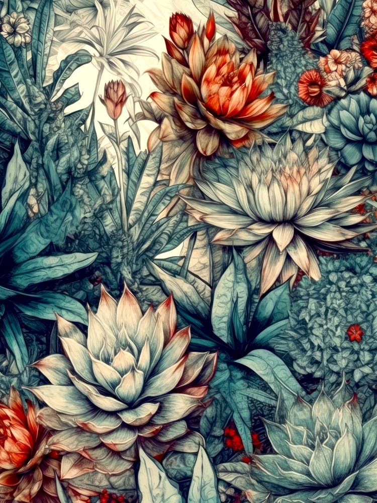 Succulents And Flowers  nature flora