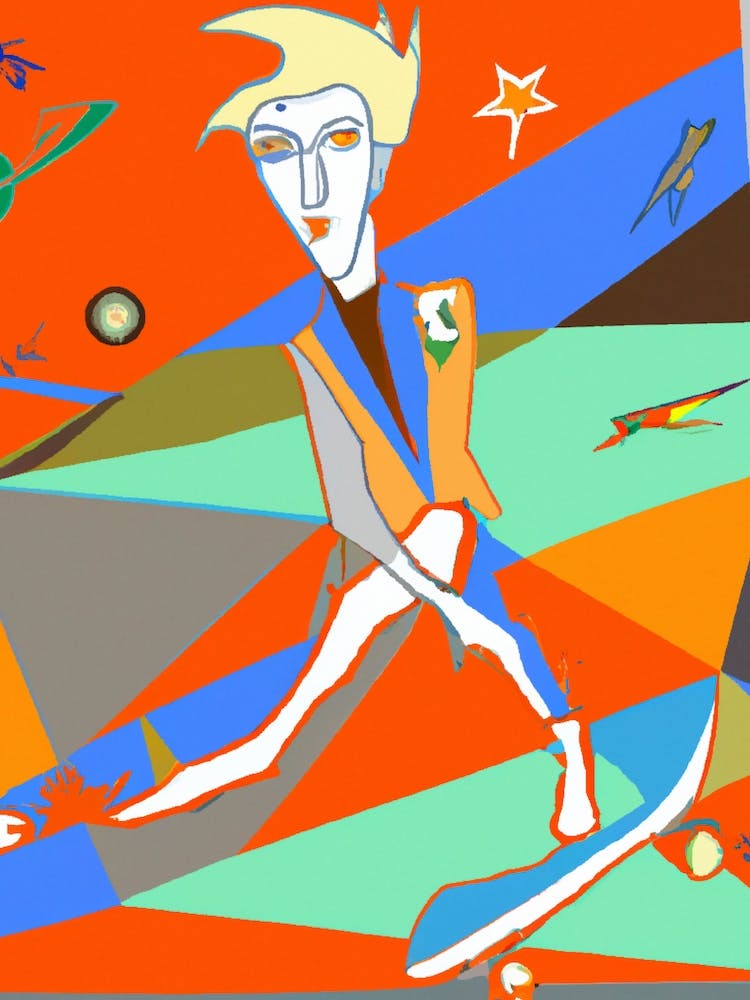 Space David Bowie On A Skateboard