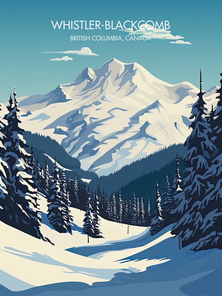 Poster Of Whistler Blackcomb   British Columbia, Canada, Ski Resort Illustration 2